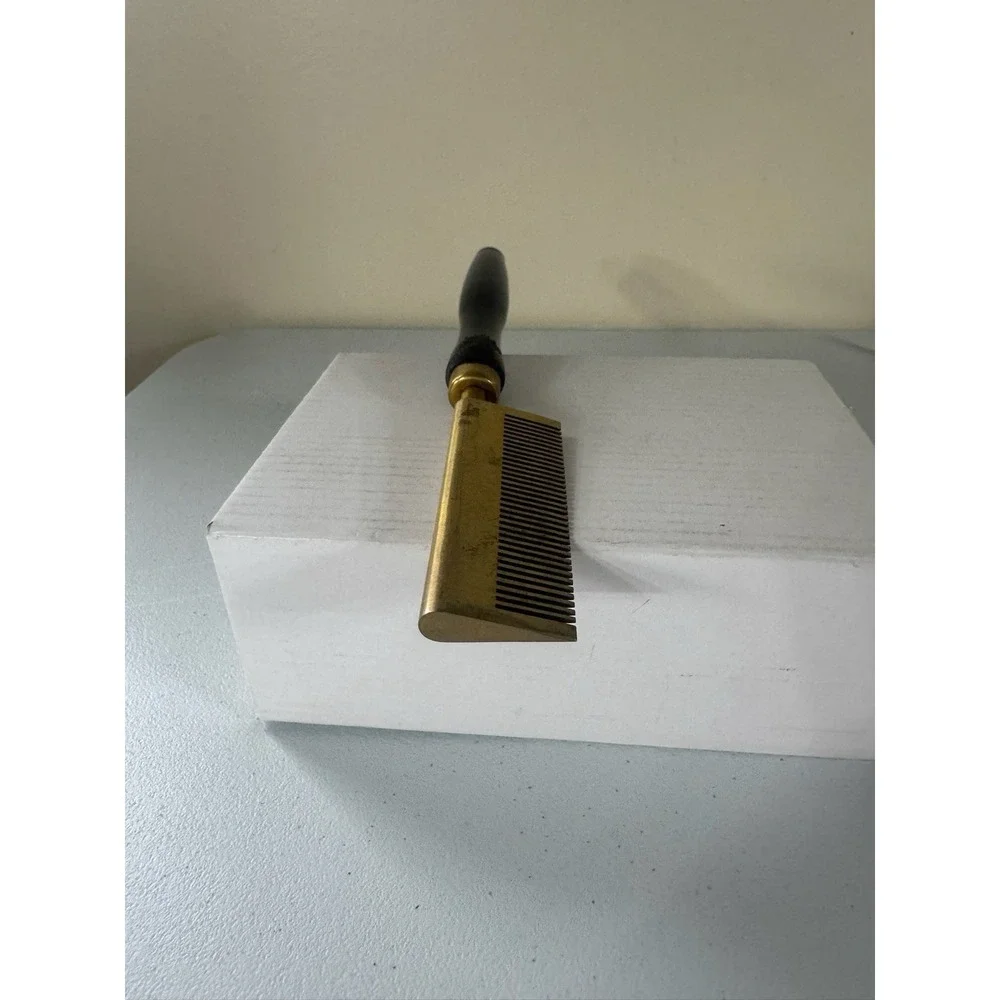 Vintage Annie Brass Hot Oil Hair Straightener Comb w/ Wood Handle